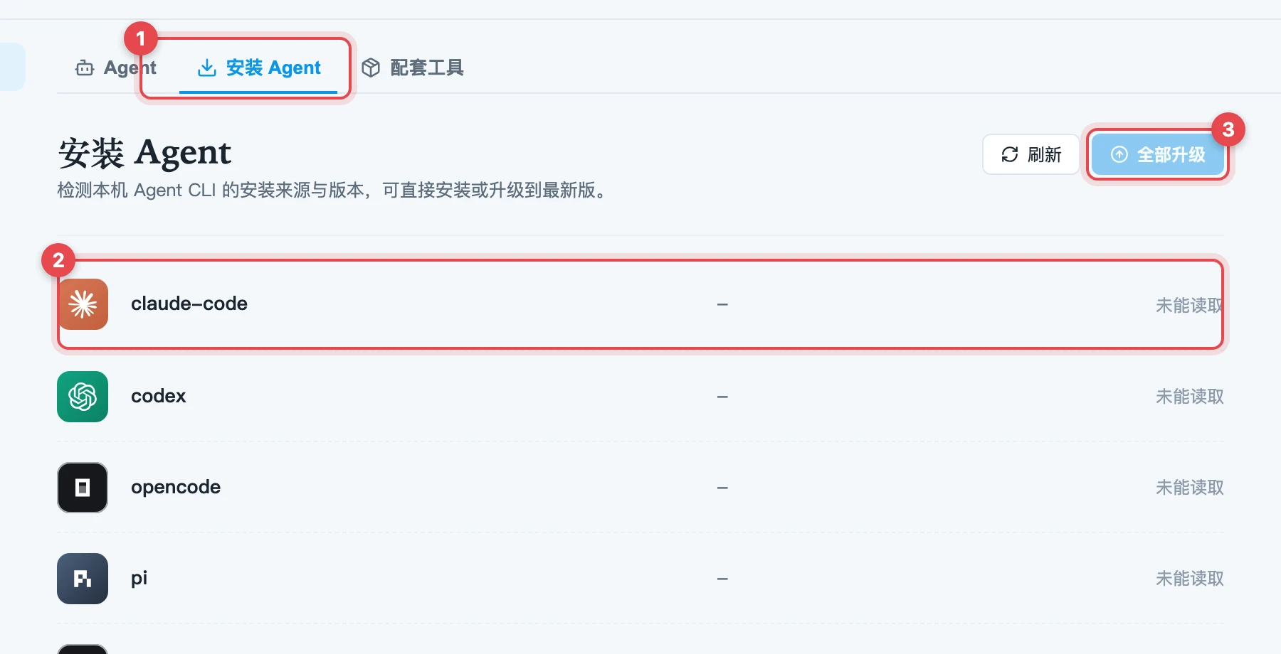 安装 Agent 页面